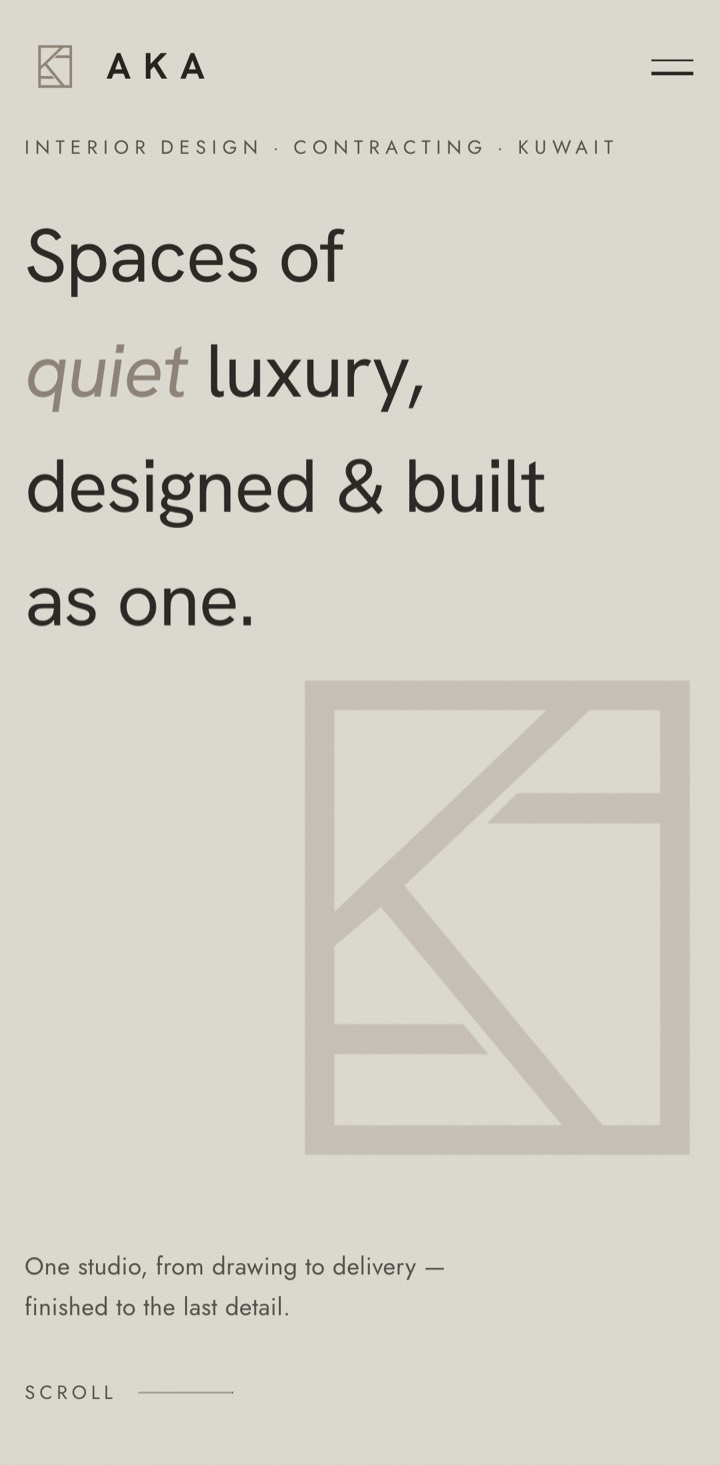The AKA homepage on a phone.